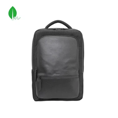 Mens Black Leather Laptop Backpack