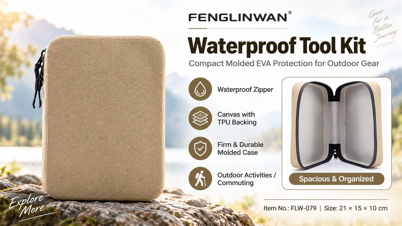 Waterproof Tool Kit with molded EVA case, TPU-backed canvas and waterproof zipper Waterproof Tool Kit with molded EVA case, TPU-backed canvas and waterproof zipper